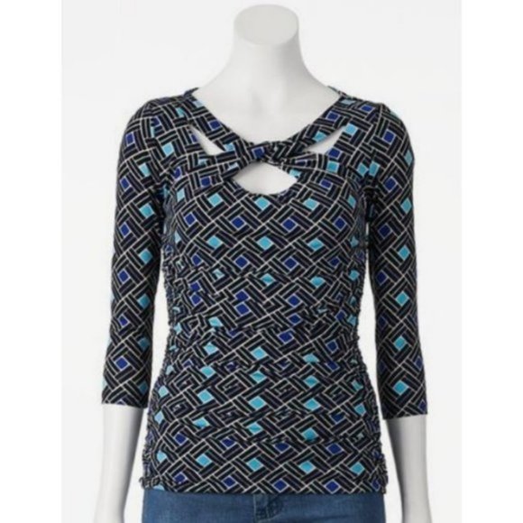 Jennifer Lopez Knot-Front Ruched Top size Medium - Picture 1 of 7